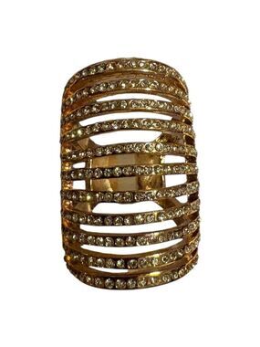 Jennifer Lopez Cubic Zirconia Cocktail Ring Gold Tone Size 7 Statement